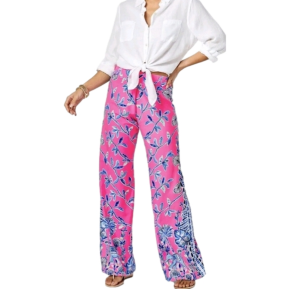 Lilly Pulitzer Pants - Lilly Pulitzer Size XL Bal Habour Palazzo Pants NWT Pink Isle Slathouse Jungle